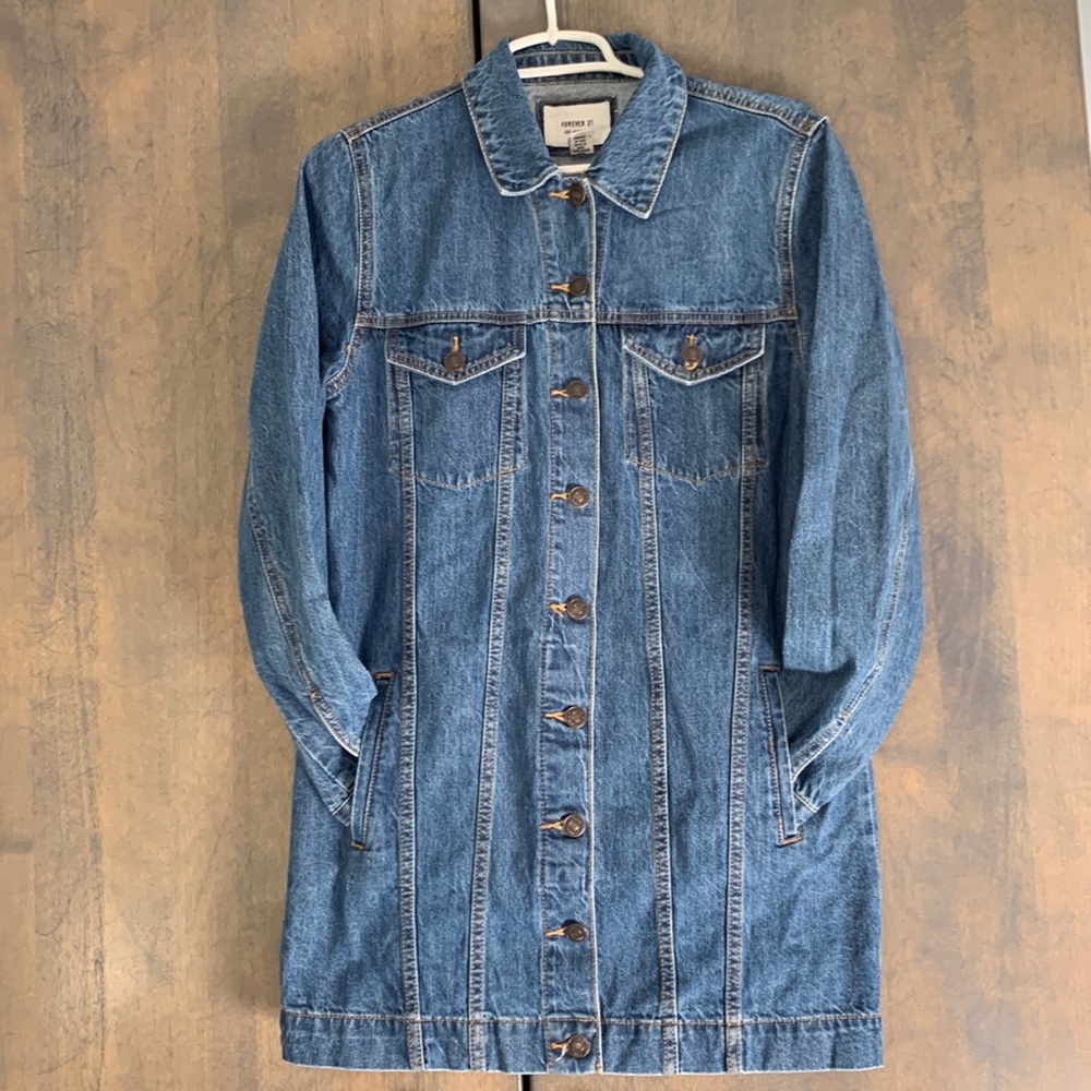 Forever21 long denim jacket / coat